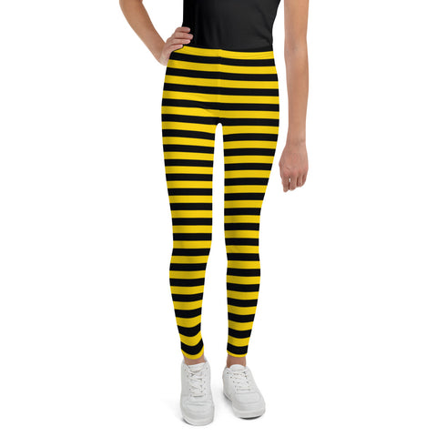 Bumble Bee Leggings/ Bumble Bee Youth Teen Leggings/ Bumble Bee Theater Cosplay Costume/ Bumble Bee Print Leggings/ Black and Yellow Stripe Costume