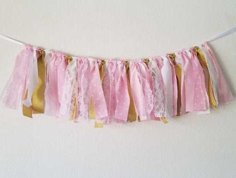Light Pink and Gold Banner/ Birthday Banner/ Party/ Baby Shower/ Photography Banner/ Garland - Super Capes and Tutus, Birthday Party Banners, [product_tags], Super Capes and Tutus