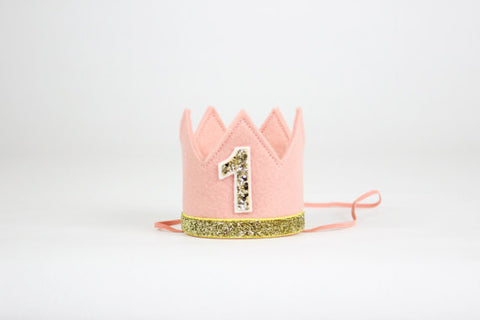 Pink and Gold Birthday Girl Crown/ 1st Birthday Crown - Super Capes and Tutus, Birthday Hats, [product_tags], Super Capes and Tutus