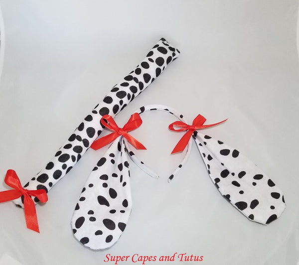 Dalmatian Tail dalmatian ears headband dalmatian cosplay halloween costume 100 days of school 101 days of school book parade costume dalmatian costume accessories