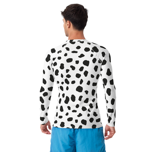 Dalmatian Men's Rash Guard/ Dalmatian Costume/ Dalmatian Men's Long Sleeve/ Dalmatian Cosplay Costume/ Animal Print Rash Guard