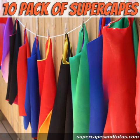 Party Pack 10 Plain Reversible Superhero Capes/ Superhero Birthday Party Favors/ Superhero Birthday Party