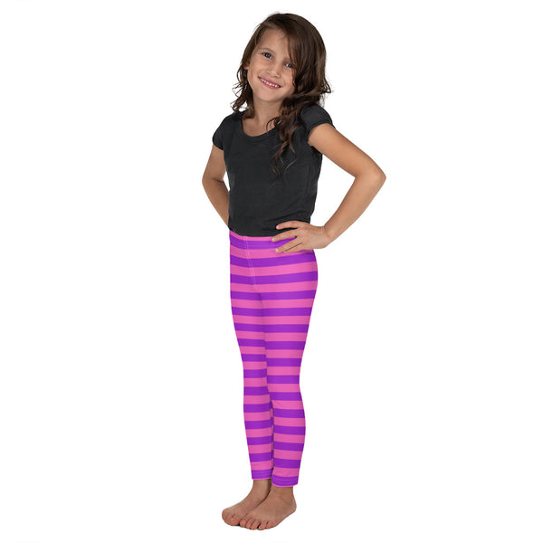Purple and Hot Pink Stipe Kid's Leggings/ Purple and Hot Pink Strip Costume Leggings/