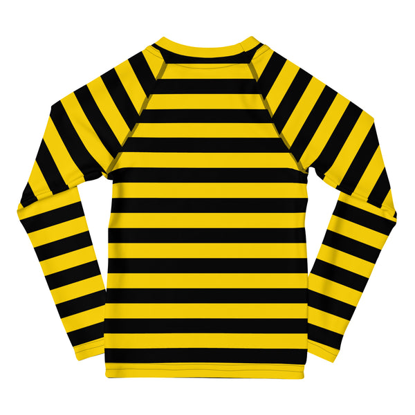 Bumble Bee Rash Guard/ Bumble Bee Costume/ Bumble Bee Kids Rash Guard/ Bumble Bee Theater Cosplay Costume/ Animal Print Rash Guard/ Black and Yellow Stripe Long Sleeve Rash Guard Costume