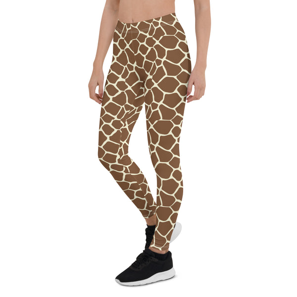 Giraffe Leggings For Teens and Women, Giraffe Print Halloween Costume, Giraffe Leggings Activewear, Giraffe Spot Costume Accessories, Yoga Workout Leggings