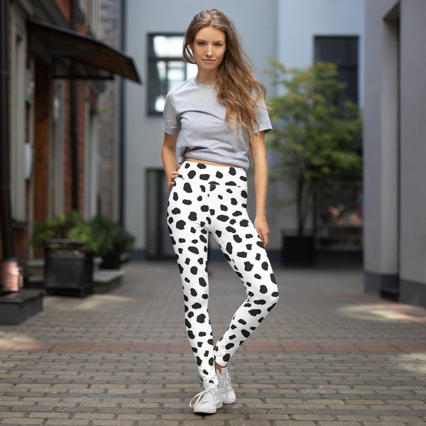 Dalmatian Leggings For Teens and Women, Dalmatian Print Halloween Costume, Dog Spot Leggings, Dalmatian Leggings Activewear, Dalmatian Spot Costume Accessories