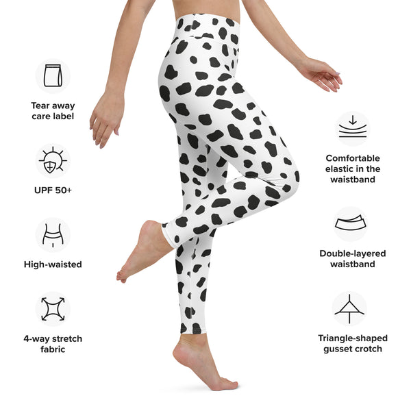 Dalmatian Leggings For Teens and Women, Dalmatian Print Halloween Costume, Dog Spot Leggings, Dalmatian Leggings Activewear, Dalmatian Spot Costume Accessories