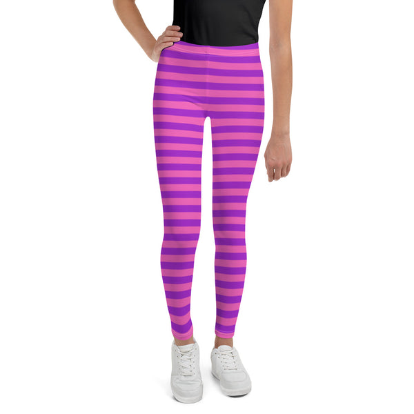 Purple and Hot Pink Stipe Youth Leggings/ Purple and Hot Pink Strip Costume Leggings/