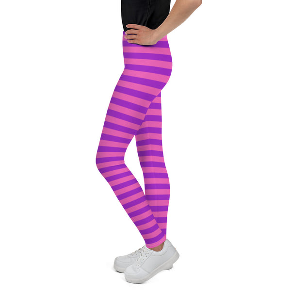 Purple and Hot Pink Stipe Youth Leggings/ Purple and Hot Pink Strip Costume Leggings/