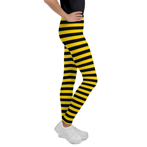 Bumble Bee Leggings/ Bumble Bee Youth Teen Leggings/ Bumble Bee Theater Cosplay Costume/ Bumble Bee Print Leggings/ Black and Yellow Stripe Costume