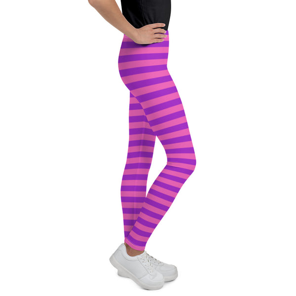 Purple and Hot Pink Stipe Youth Leggings/ Purple and Hot Pink Strip Costume Leggings/