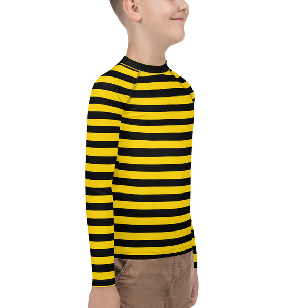 Bumble Bee Rash Guard/ Bumble Bee Costume/ Bumble Bee Youth Rash Guard/ Bumble Bee Theater Cosplay Costume/ Bumble Bee Print Rash Guard/ Black and Yellow Stripe Long Sleeve Rash Guard Costume