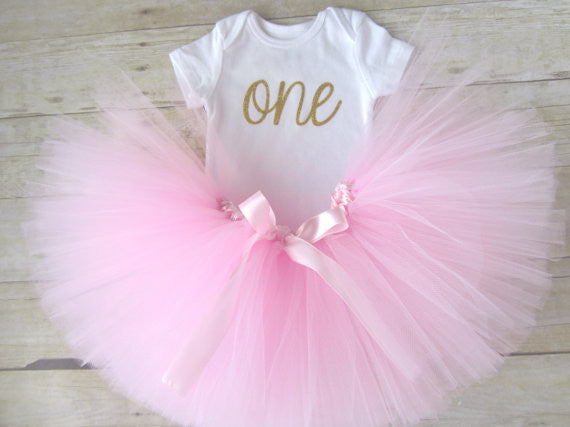 1st Birthday Tutu Outfit with Glitter "ONE" - Super Capes and Tutus, Tutu Skirt, [product_tags], Super Capes and Tutus