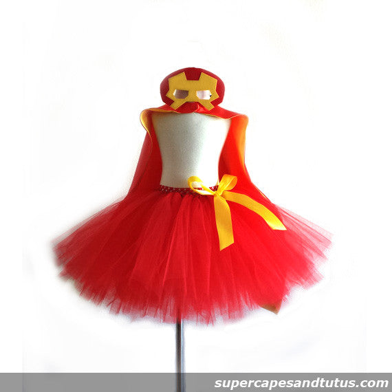 Super Steel of Iron Inspired Tutu with Cape and Mask - Super Capes and Tutus, Tutu Skirt, [product_tags], Super Capes and Tutus