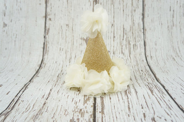 Ivory and Gold Birthday Hat - Super Capes and Tutus, Birthday Hats, [product_tags], Super Capes and Tutus