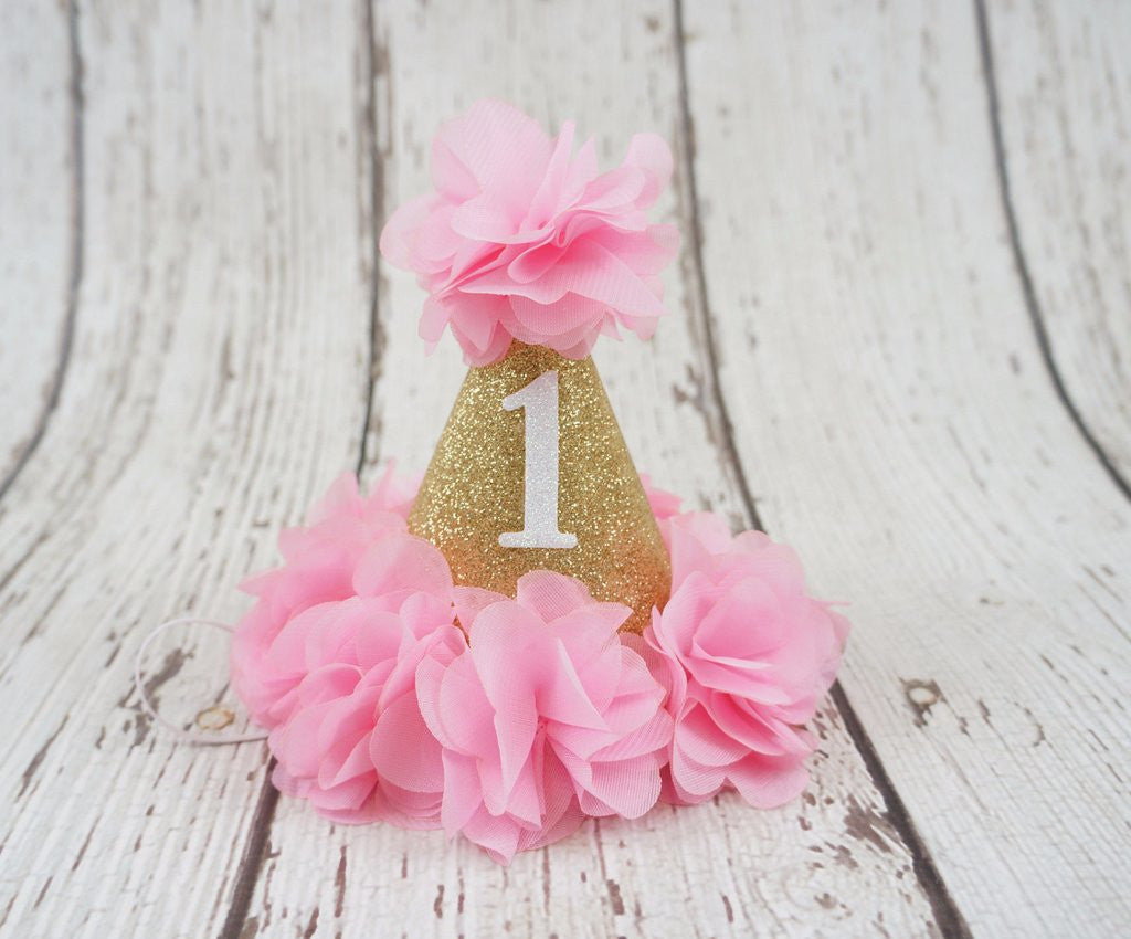 Pink & Gold Glitter Birthday Hat - Super Capes and Tutus, Birthday Hats, [product_tags], Super Capes and Tutus