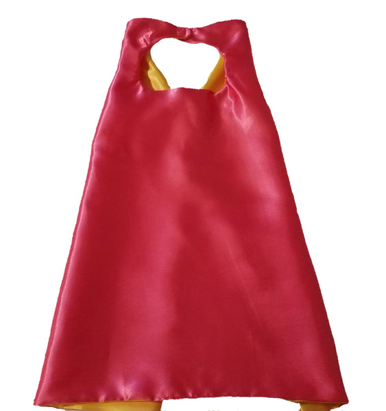 Plain Hot Pink and Yellow Reversible Superhero Cape - Super Capes and Tutus, Plain Superhero Capes, [product_tags], Super Capes and Tutus