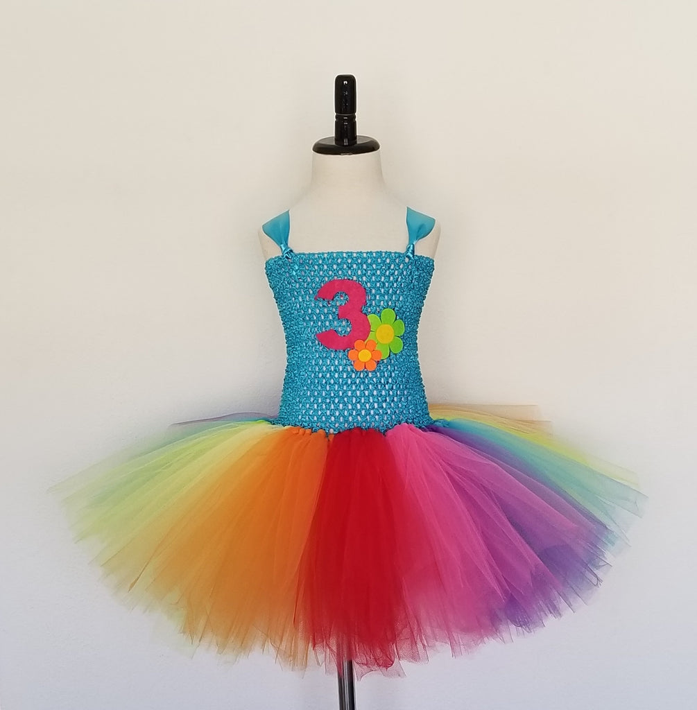 Rainbow Tutu Dress with Number - Super Capes and Tutus, Tutu Dress, [product_tags], Super Capes and Tutus
