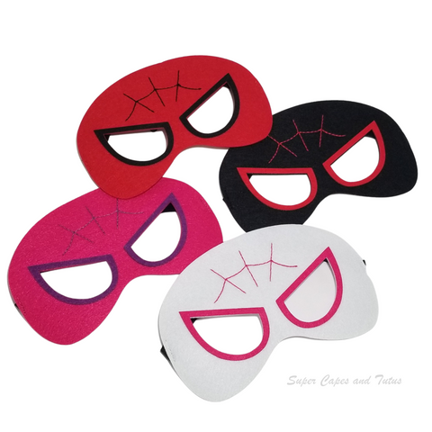 Super Spider Felt Mask/ Super Red Spider Mask/ Black Spider Mask/ Hot Pink Spider Mask/ White Spider Masks/ Spider Friends Birthday Party/ Spider Felt Mask Costume Accessories