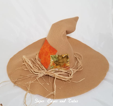 Scarecrow Hat with Patches and Raffia - Super Capes and Tutus, Hats and Crowns, [product_tags], Super Capes and Tutus