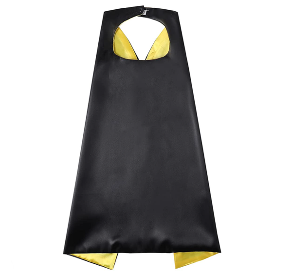 Plain Black and Yellow Reversible Superhero Cape