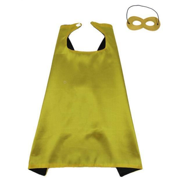 Superhero Cape with Mask Plain Reversible Yellow and Black with Mask