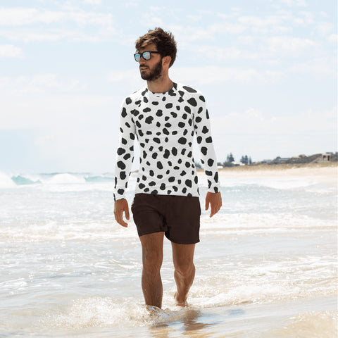 Dalmatian Men's Rash Guard/ Dalmatian Costume/ Dalmatian Men's Long Sleeve/ Dalmatian Cosplay Costume/ Animal Print Rash Guard