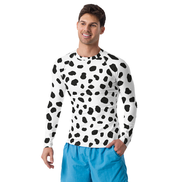 Dalmatian Men's Rash Guard/ Dalmatian Costume/ Dalmatian Men's Long Sleeve/ Dalmatian Cosplay Costume/ Animal Print Rash Guard