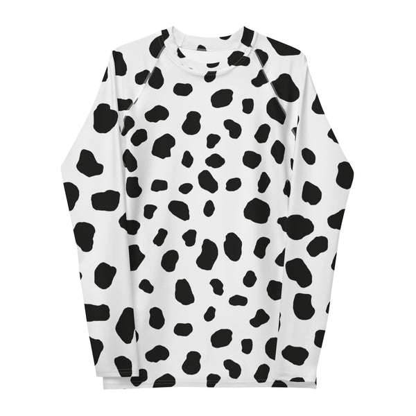 Dalmatian Men's Rash Guard/ Dalmatian Costume/ Dalmatian Men's Long Sleeve/ Dalmatian Cosplay Costume/ Animal Print Rash Guard