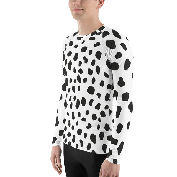 Dalmatian Men's Rash Guard/ Dalmatian Costume/ Dalmatian Men's Long Sleeve/ Dalmatian Cosplay Costume/ Animal Print Rash Guard