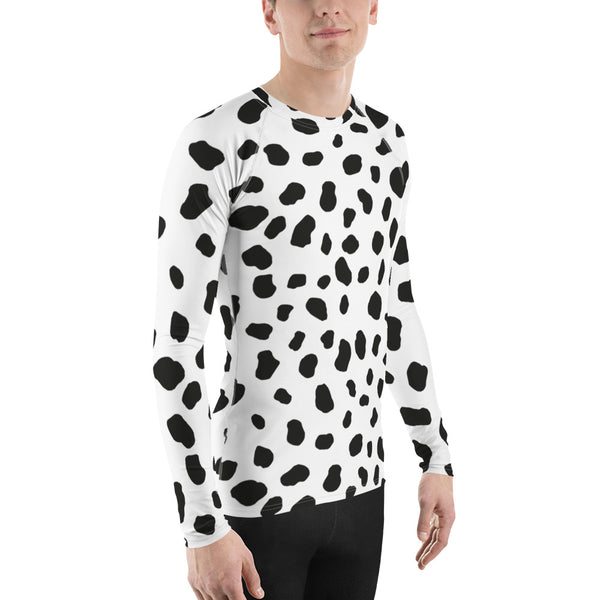 Dalmatian Men's Rash Guard/ Dalmatian Costume/ Dalmatian Men's Long Sleeve/ Dalmatian Cosplay Costume/ Animal Print Rash Guard