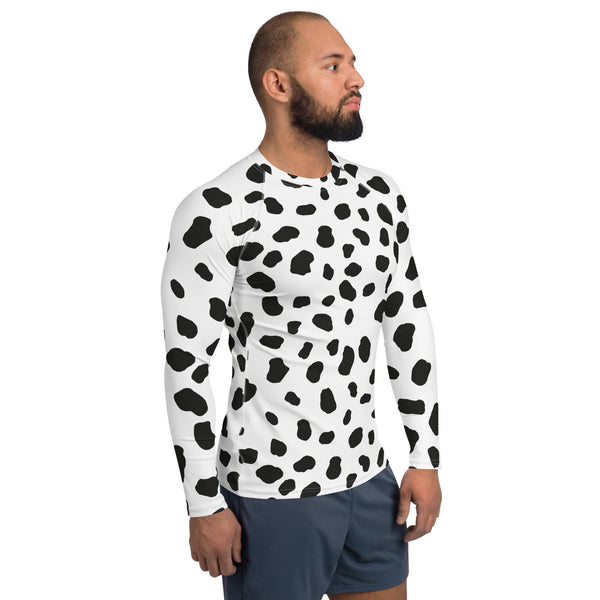 Dalmatian Men's Rash Guard/ Dalmatian Costume/ Dalmatian Men's Long Sleeve/ Dalmatian Cosplay Costume/ Animal Print Rash Guard