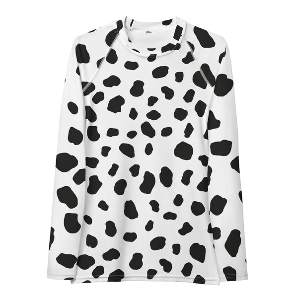 Dalmatian Print Women's Rash Guard/ Dalmatian Costume/ Dalmatian Women's Long Sleeve/ Dalmatian Cosplay Costume/ Animal Print Rash Guard